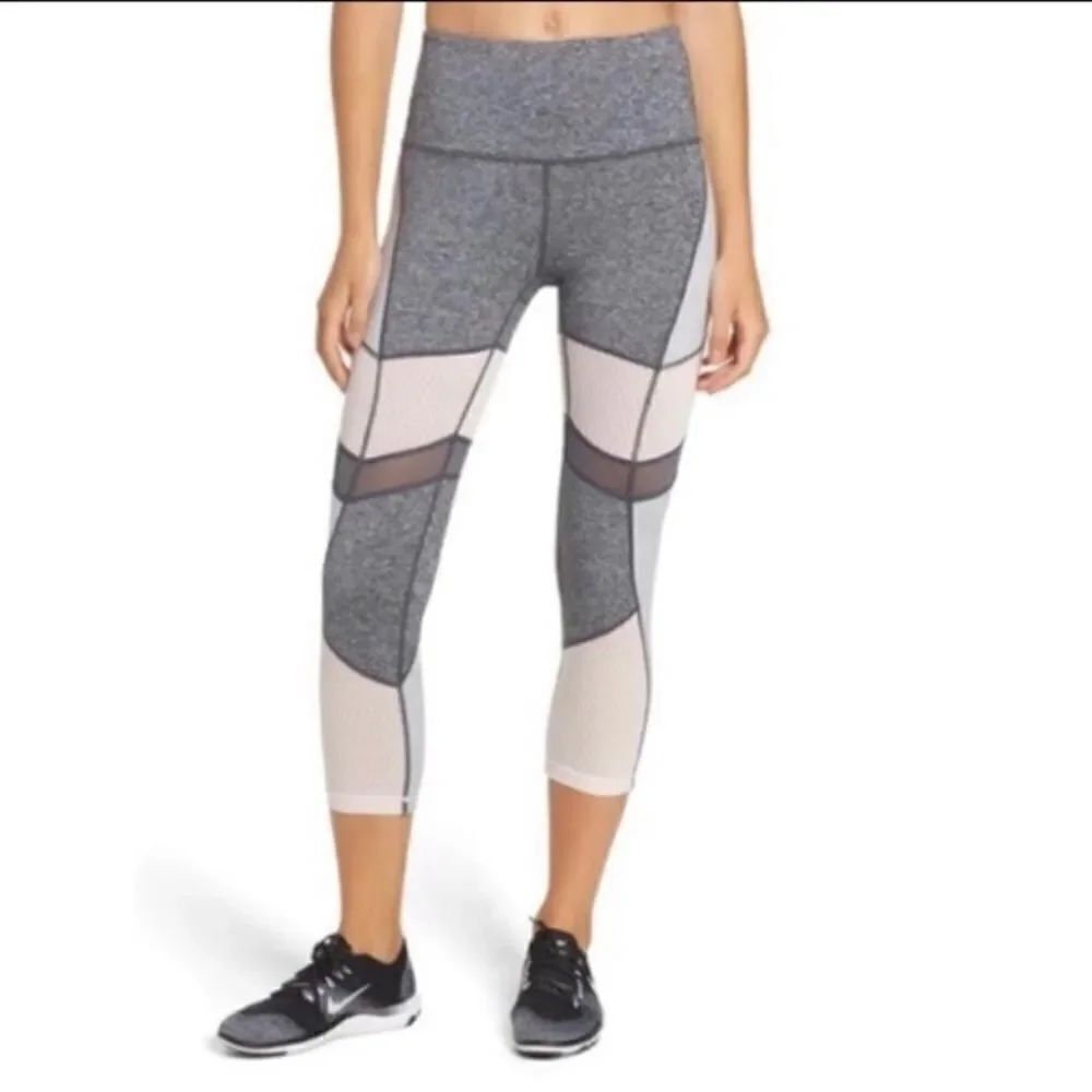 Zella Power High Waist Gray/Pink Mesh Legging SzSm